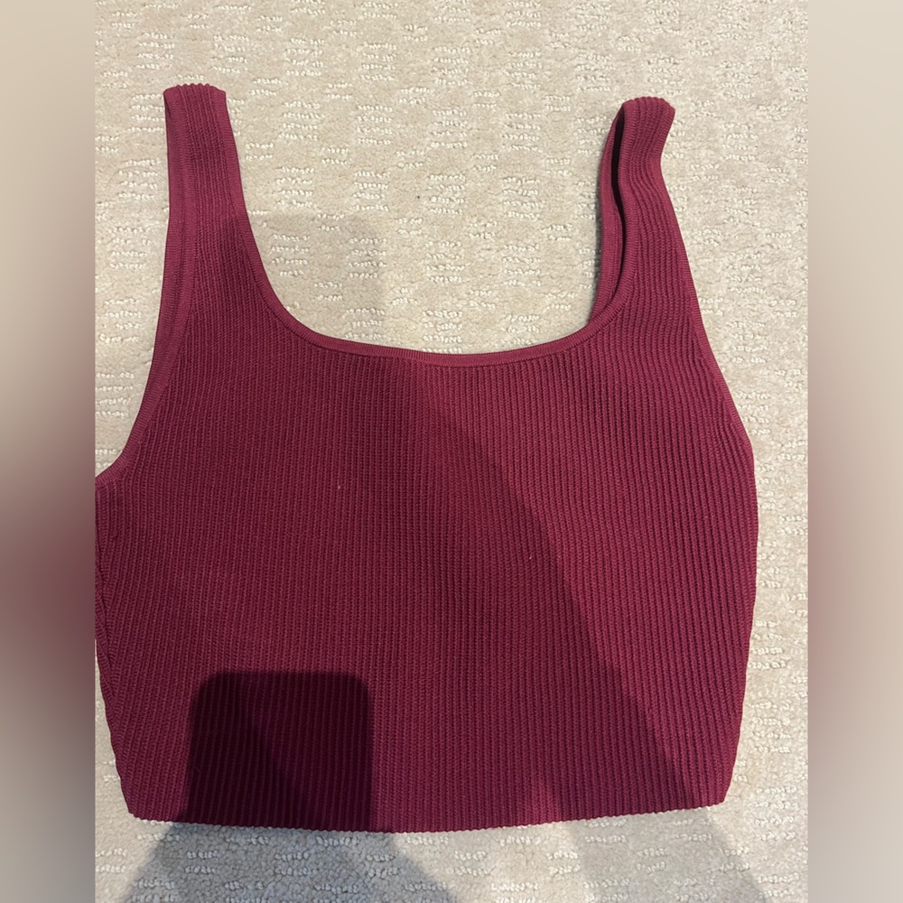 Aritzia Burgundy Ribbed Tank Top